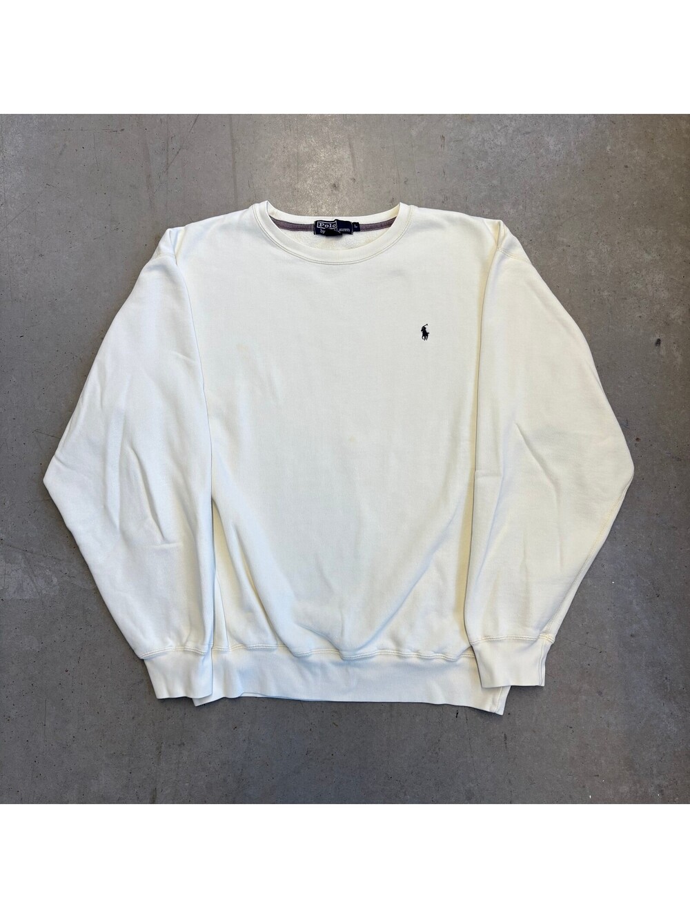 Vintage 90s Polo Ralph Lauren Mini Logo Embroidered Sweatshirt Large White